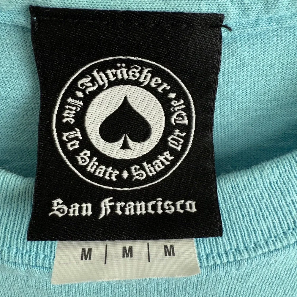 Thrasher Flame Logo T Shirt Medium Blue Skate Streetwear Graphic Tee - Picture 3 of 7